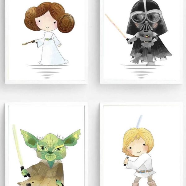 Cuadros decorativos para niños, personajes de star wars